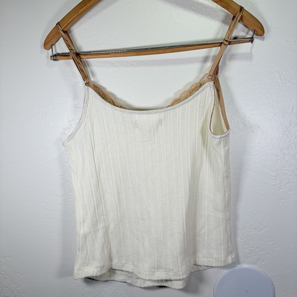 Blu Pepper V-neck Tank Top M Cozy Life Lace Trim Ribbed Spaghetti Straps Y2K 90s - Picture 4 of 10